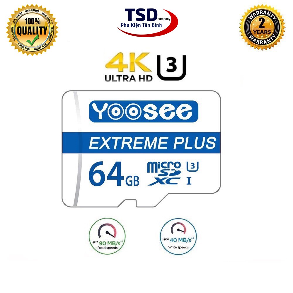 Thẻ Nhớ Microsdxc Yoosee Extreme Plus 64GB UHS-I U3 4K R90MB/S W40MB/S Chính Hãng | BigBuy360 - bigbuy360.vn