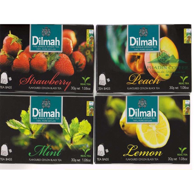 Thùng 12 hộp trà Dilmah trọn vị ( dâu , đào , bạc Hà )