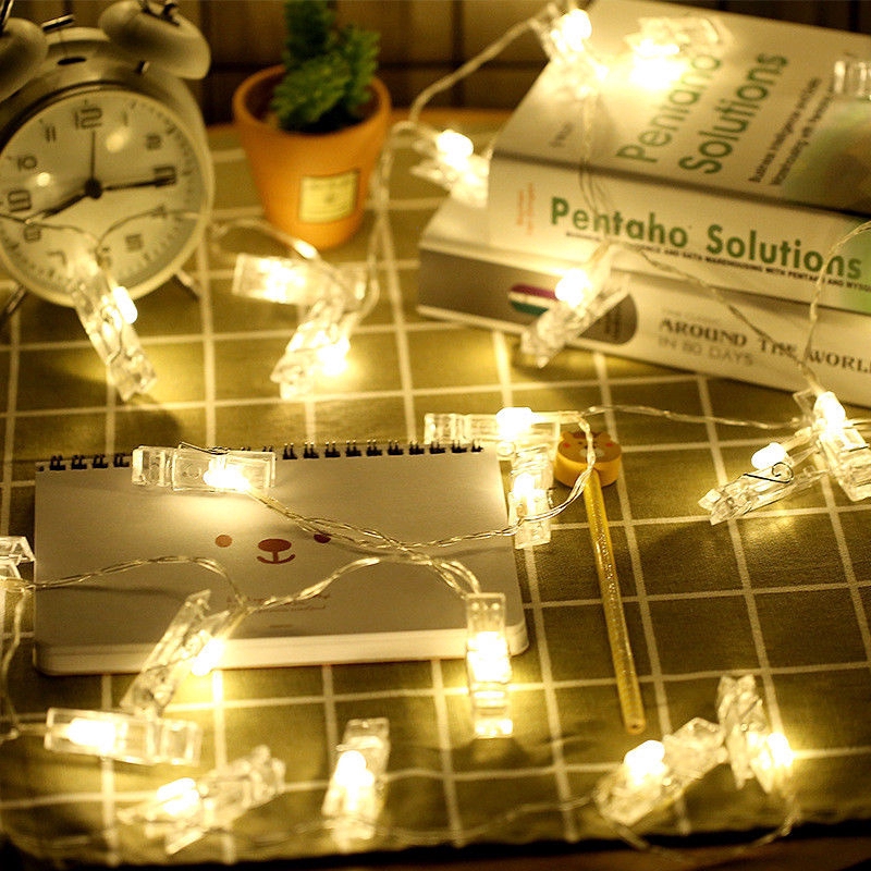 Dây đèn LED kẹp ảnh thẻ treo tường trang trí đa ứng dụng