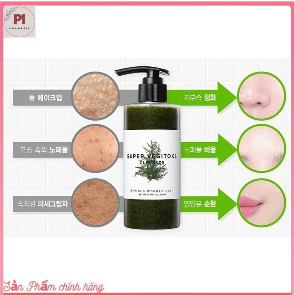 [Pi.cosmetic] Sữa rửa mặt rau củ thải độc Super vegitoks cleanser Wonder bath Full size 300 ml | BigBuy360 - bigbuy360.vn