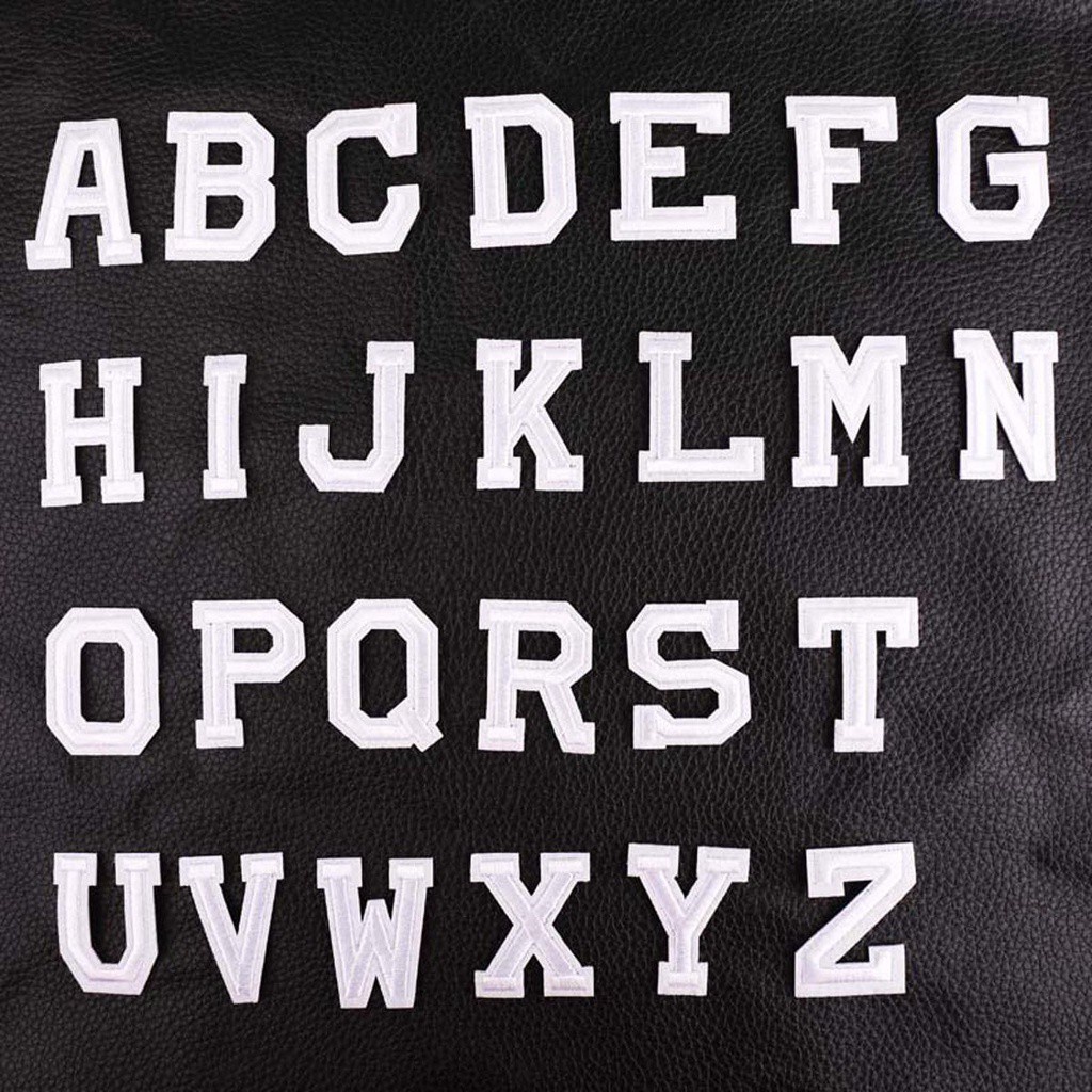 Miếng Dán Quần Jean Thêu Chữ Cái A-Z Màu Trắng Trang Trí Áo / Quần Jean 81
