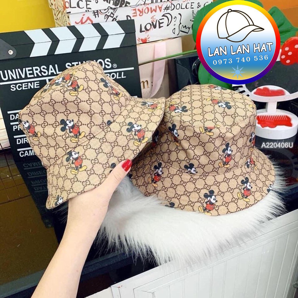 Mũ Bucket Thời Trang In Hình Chuột Mickey Cao Cấp