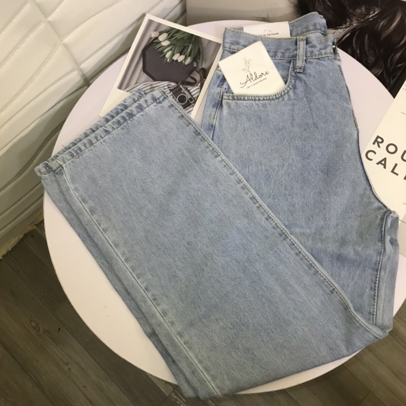 Quần Jean Ống Rộng SIMPLE JEAN Nữ Chất Jean Không Giãn,Màu Xanh Nhạt MSC3