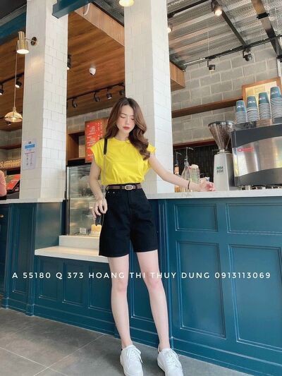 Quần short jeans ngố bò 1 khuy ống rộng cá tính