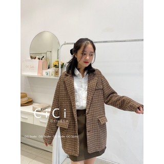 Áo khoác dạ kẻ ô
