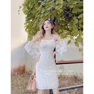 Đầm rớt vai nơ ngực siêu xinh 🐾