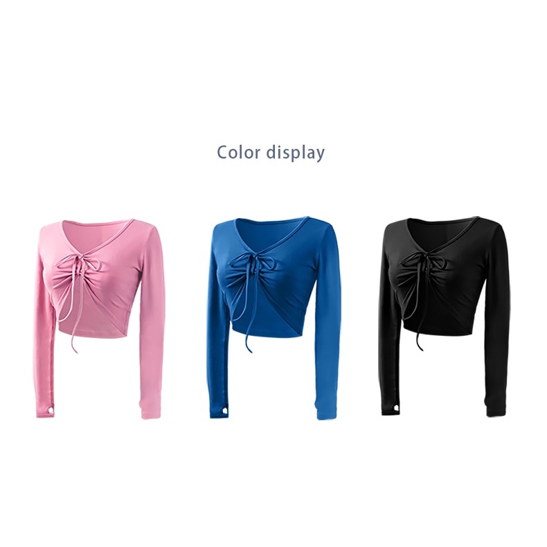 Áo Múa Ba Lê Tay Dài Phối Dây Rút Dành Cho Nữ