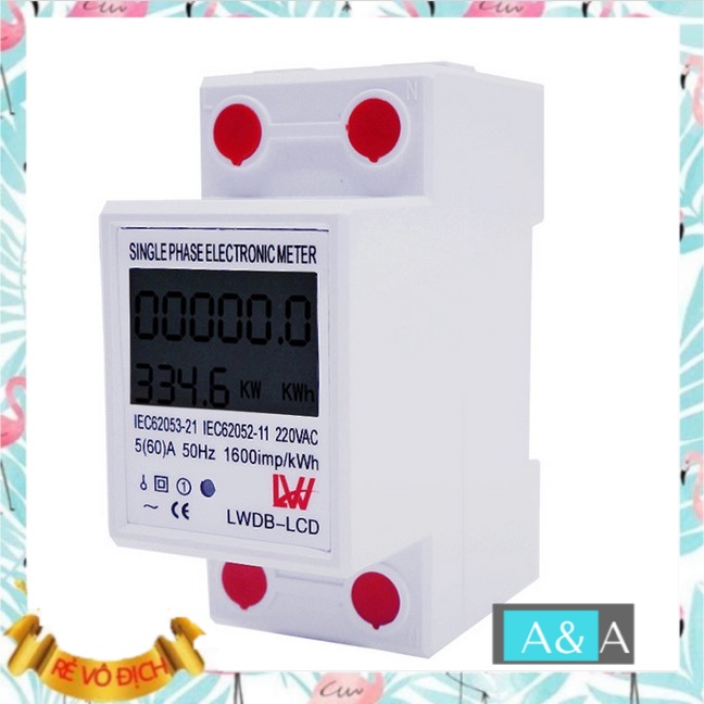 Thiết bị đo công suất điện tiêu thụ Kwh AC 220V 1500W LW công tơ điện tử đồng hồ điện