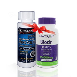 #FREESHIP - Combo Minoxidil 5% Kirkland (Lỏng) và Biotin - Thuốc mọc râu - Trị Hói