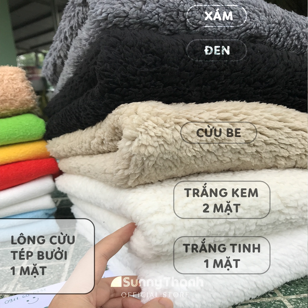 1mx1m6 CỪU mềm mịn - Vải lông cừu sale hạt mịn hồng trắng kem 1m xanh da trời pastel SunnyThanh