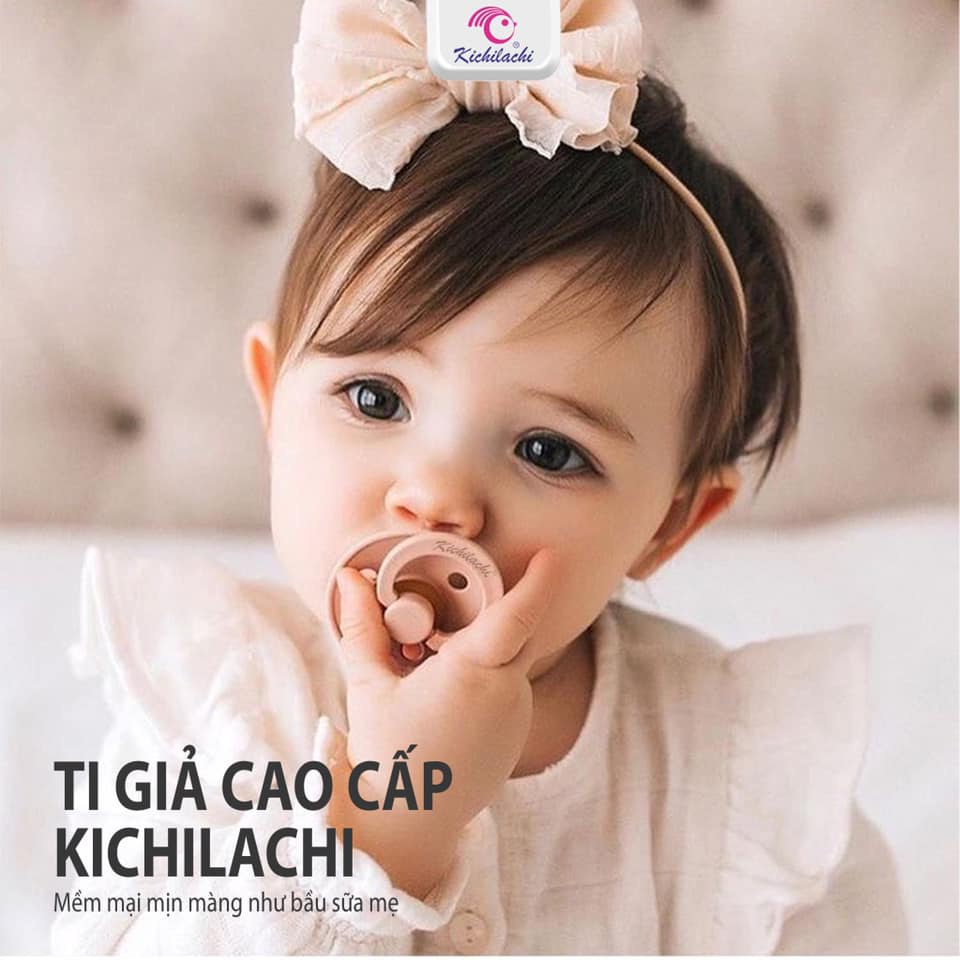 [CHÍNH HÃNG] Ti giả Kichilachi đầu tròn cho bé, Ti giả chống vâu, lỗ thông khí chống ngạt an toàn cho bé