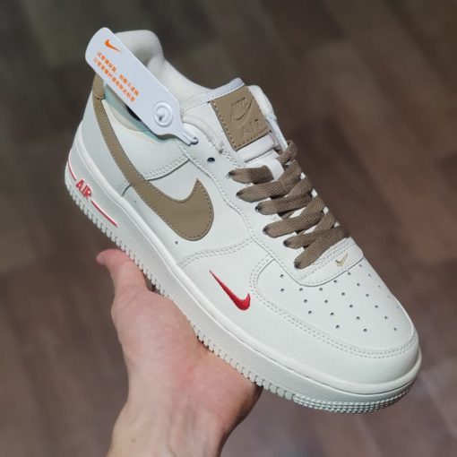 Giày thể thao af1 white brown, giày air force 1 nâu trắng nam nữ full box bill