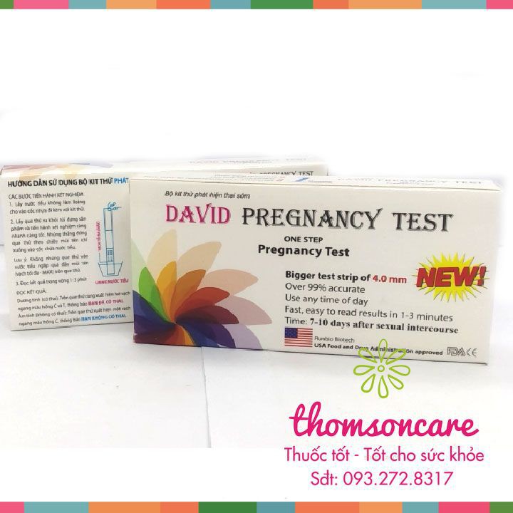 Que thử thai David Pregnancy Test phát hiện thai sớm - Che tên sản phẩm, test thai nhanh, chính xác, bản to