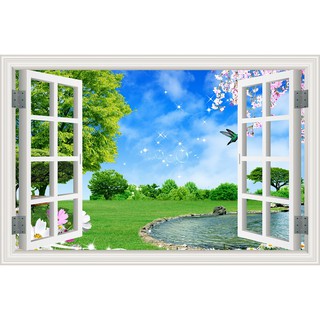 Tranh dán tường cửa sổ 3D cảnh đẹp thiên nhiên VTC VT0313 kim sa