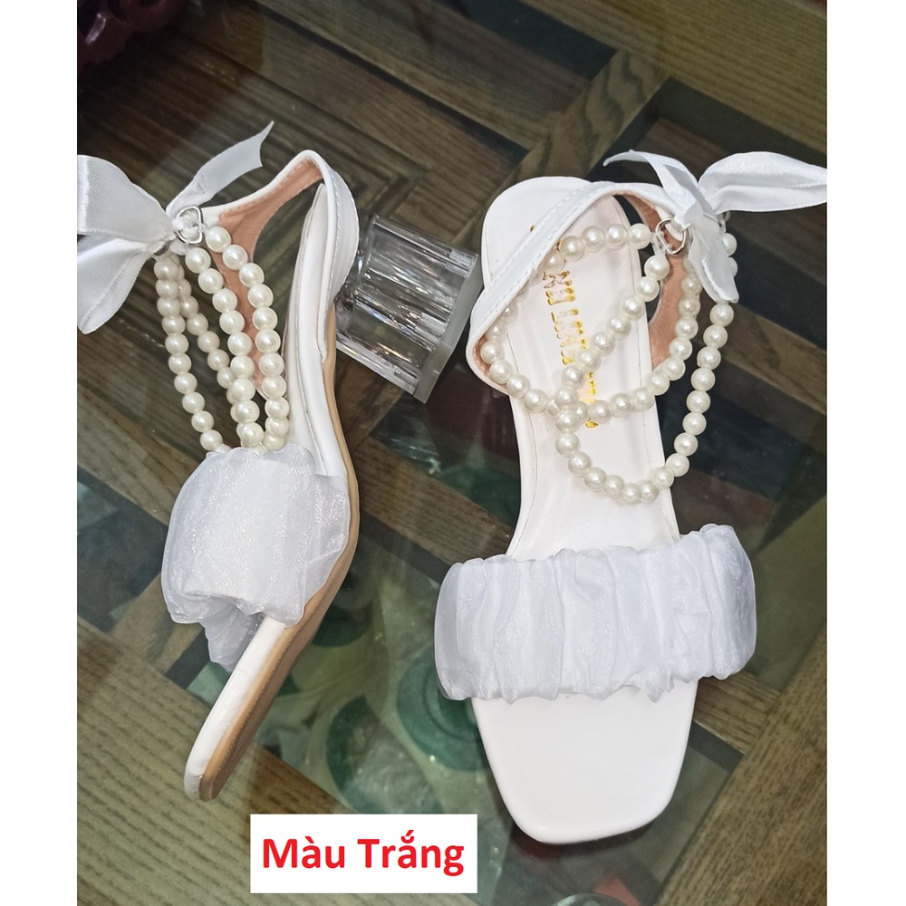 Sandal cao gót nữ Quai voan gót trong 5phân hot Trend 2022 / Shop online hahoi ,giày cao gót nữ Quai Voan phối nơ xinh