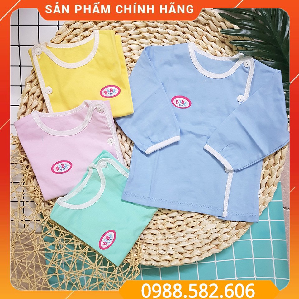 Áo Dài Tay Cotton Baby Born Màu Cho Bé Sơ Sinh (Cúc Cài Lệch)