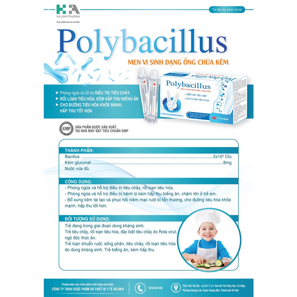 Men tiêu hóa dạng nước - POLYBACILLUS - Phòng ngừa và hỗ trợ điều trị tiêu chảy, rối loạn tiêu hóa.