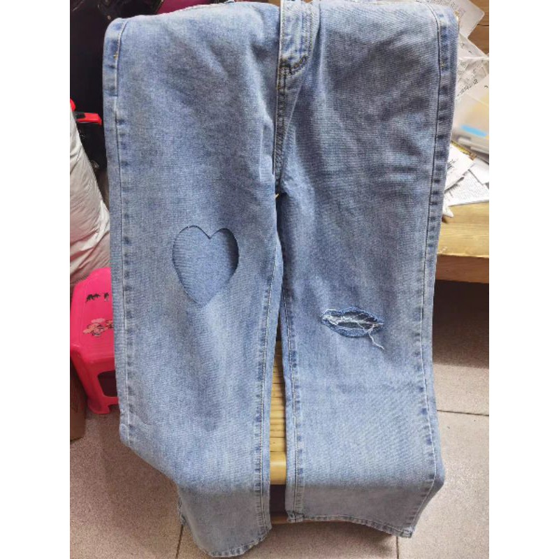 (hàng order) quần jeans rách hình trái tim [có size lớn cho các bạn béo] có hình thật ở cuối