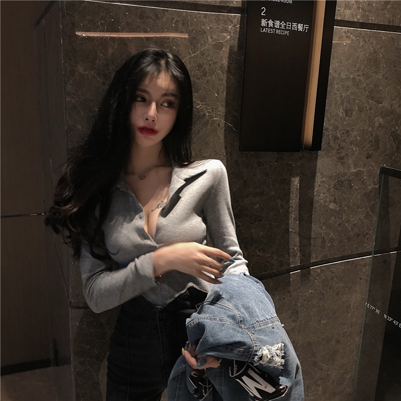 Áo thun COZOK tay dài màu trơn dáng ôm dễ phối đồ thời trang