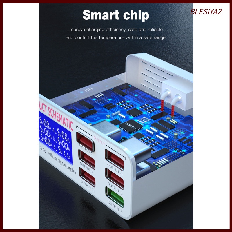 Multiple 6-Port USB Charger Phone Charger Adapter QC3.0 Fast Charger EU Plug