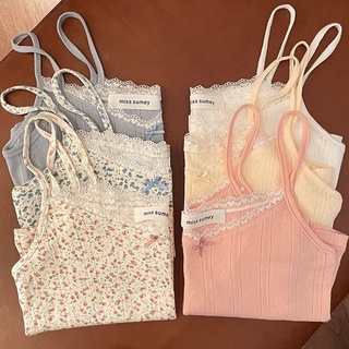 Áo hai dây phối ren màu trơn đơn giản trẻ trung 43924