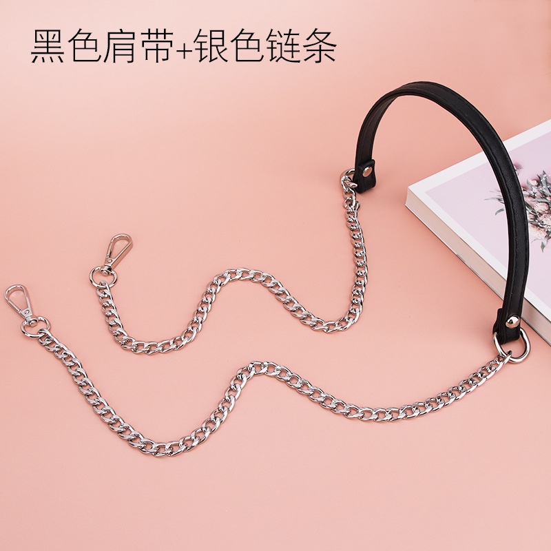 Dây Đeo Túi Xách Xích Phối Đệm Quai Da Đen 13mm RQN1445