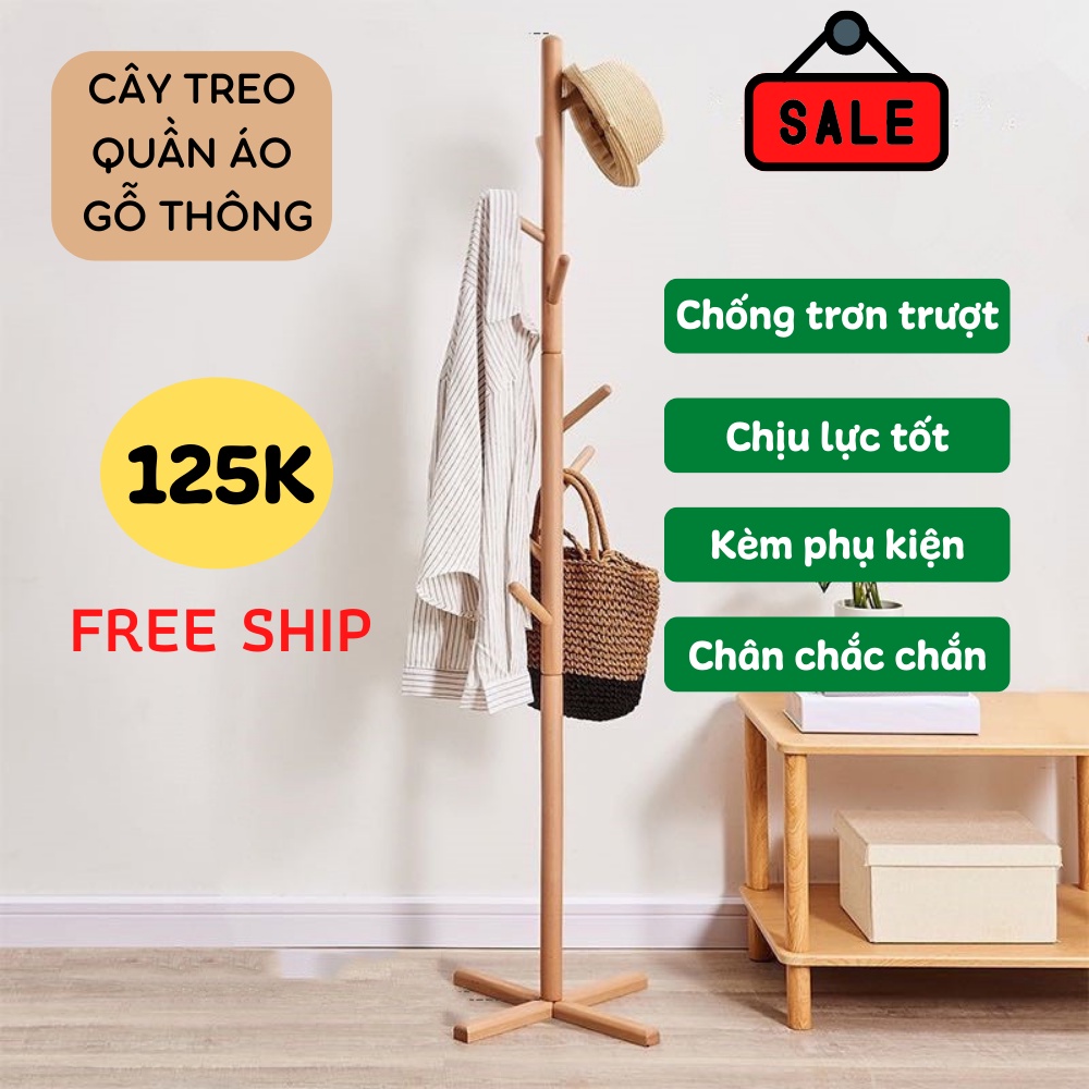 Cây Treo Quần Áo Đứng Bằng Gỗ Tự Nhiên Phong Cách Standing Hanger THANH XUÂN 98