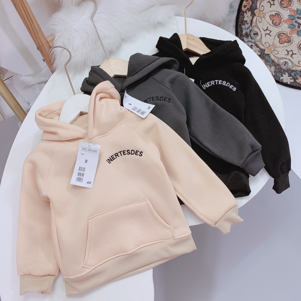 SET 3 ÁO HOODIE BÉ NỈ BÔNG 3 MÀU THÊU CHỮ NGỰC BINSHOUSE