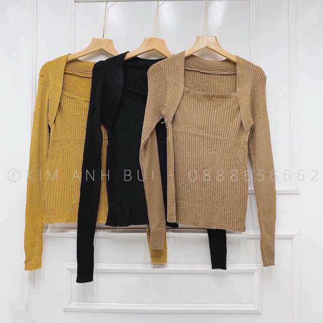Áo len tăm cổ vuông quảng châu