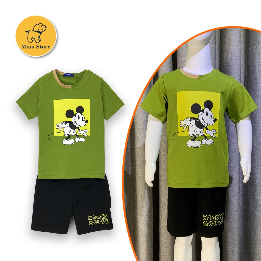 Quần Áo Trẻ Em, Đồ Bộ Bé Trai Cao Cấp In Hình Chuột Mickey, Thun Cotton 100% Cho Bé Từ 9Kg Đến 55Kg