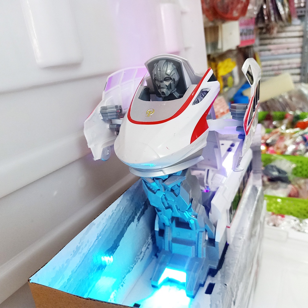 Xe Ô Tô Captain Biến Hình Robot Phát Nhạc Dùng Pin