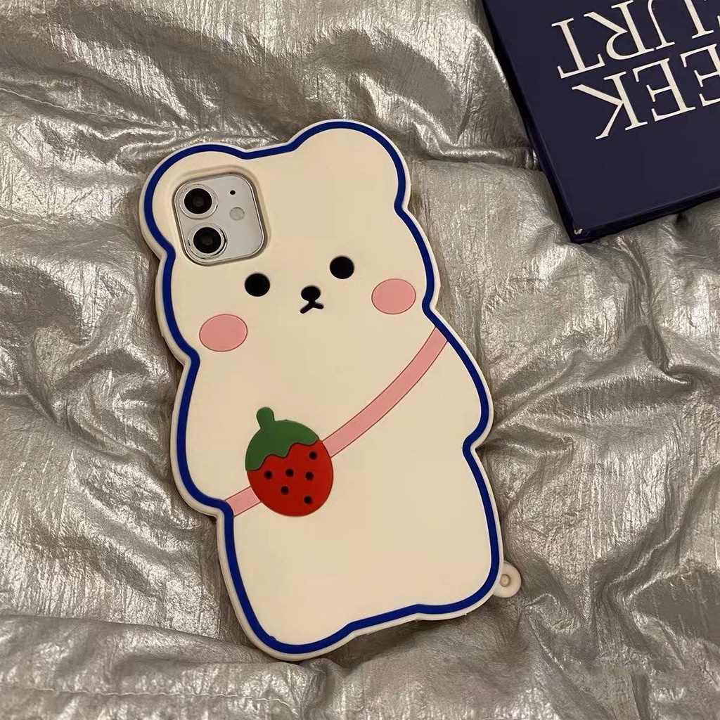 Dễ Thương Ốp Điện Thoại Silicon Hình Gấu Đeo Balo Cho Iphone 11 / 12promax / 7plus / Xs / Xr / 8