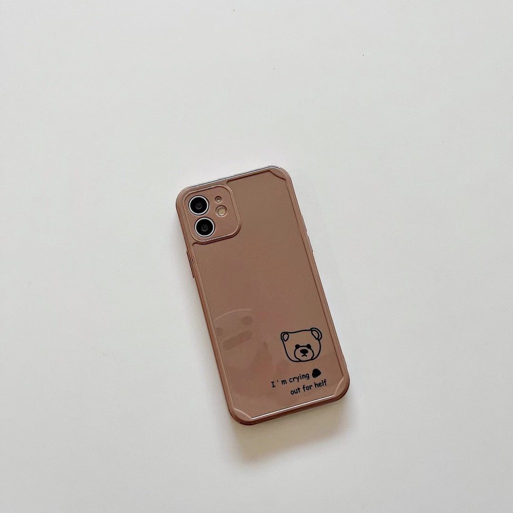 Ốp điện thoại mềm hình gấu hoạt hình có khung viền cho iPhone12 / 12ProMax / 12Mini / 11 / 11Promax / 7Plus / XS max