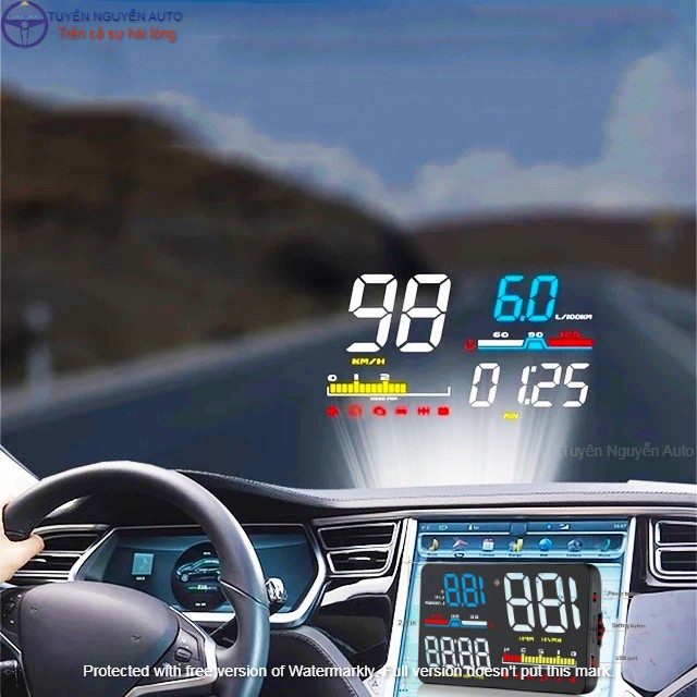 HUD D5000 model 2021 Hiển thị tốc độ và cảnh báo tốc độ, mức tiêu thụ nhiên liệu, đo quãng đường, ắc quy, nước làm mát