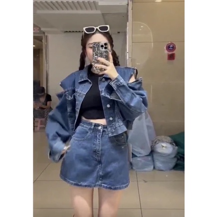 Áo Khoác Jean Cut Vai LSEOUL K0336 Cá Tính Năng Động