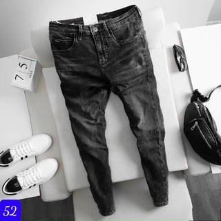 Quần jean nam xám đen đậm trơn không rách gối chất bò cao cấp co dãn 4 chiều đẹp, quần rin nam from chuẩn đẹp xuong04