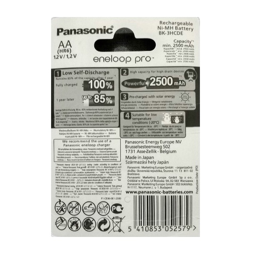 [PAA1] Pin sạc AA Panasonic Eneloop pro đen 1.5V dung lượng 2500mah còn được gọi là pin tiểu, cho đồ chơi