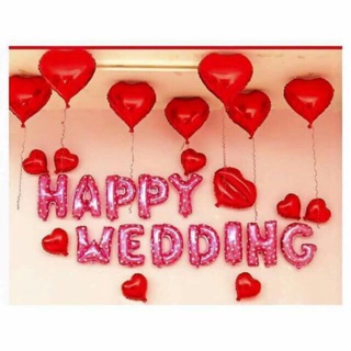 Set chữ HAPPY WEDDING- Kèm trái tim