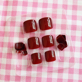Bộ 24 Móng Chân Giả đỏ cherry đẹp  (keo dán )