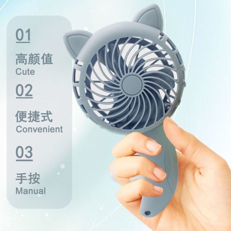 Quạt mini cầm tay 🍀FREESHIP🍀Quạt cầm tay mini chạy cơ Cute Fan tai mèo nhiều màu sắc dễ thương