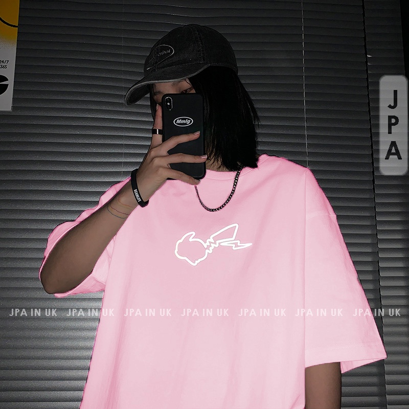 Áo thun tay lỡ nam nữ phản quang Picachu Unisex JPA in UK basic tee mùa hè phông trơn nam nữ oversize form rộng | BigBuy360 - bigbuy360.vn
