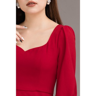 Đầm xòe tay lửng cổ tim 20AGAIN DEA0049