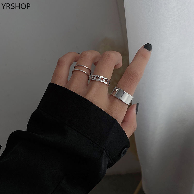 Set 3 Nhẫn Đeo Tay Kim Loại Cá Tính Cho Nữ