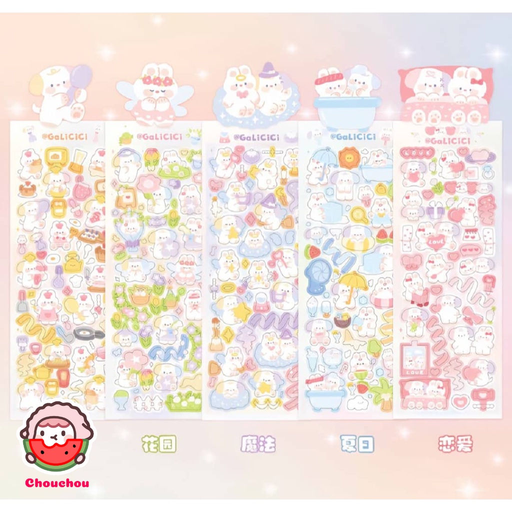 Sticker mềm trang trí hình thỏ và cún cưng