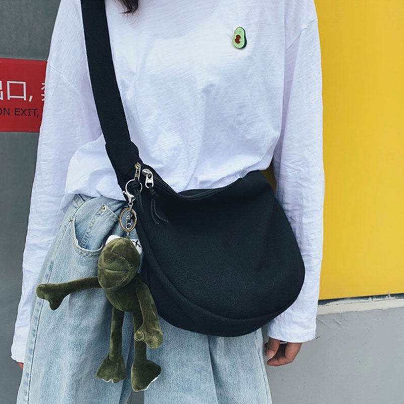 Túi vải YADOU thời trang đơn giản màu đen và trắng sức chứa lớn đa năng