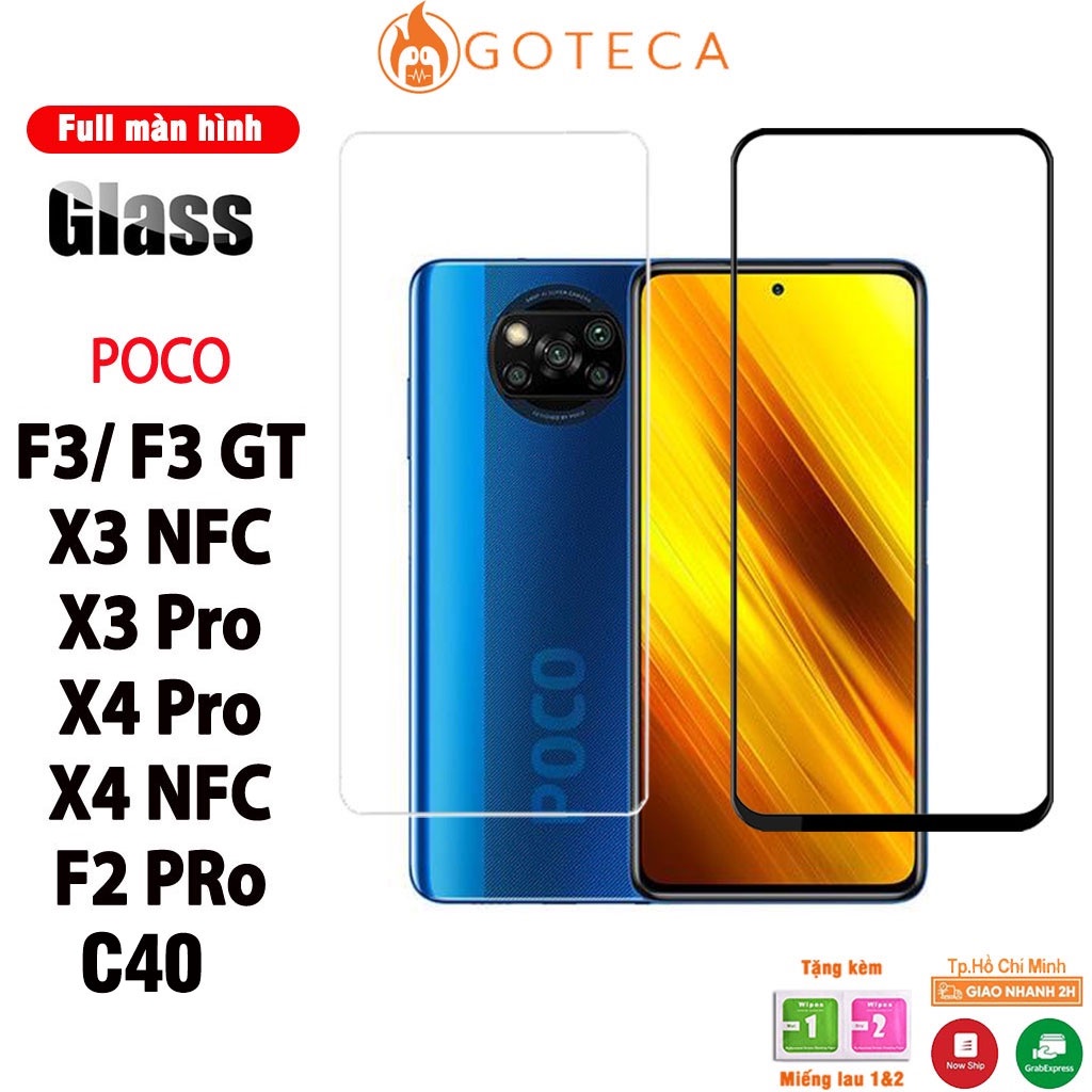 Kính cường lực Poco X3 NFC / Poco F3 Pro/ C40 / F4 GT / F2 Pro / X4 Pro 4G / M4 - Full màn hình và Trong suốt [Mã mới]