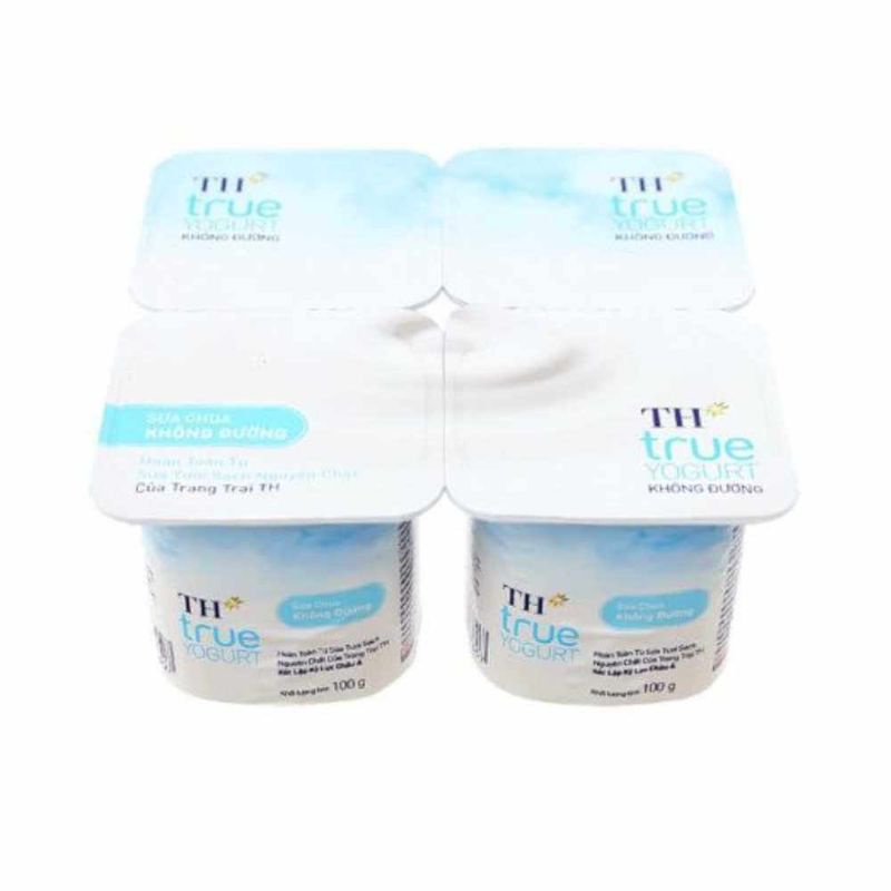 Lốc 4 hộp sữa chua TH True Yogurt không đường hộp 100g