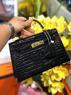 Túi hermes kelly mini da rắn bóng