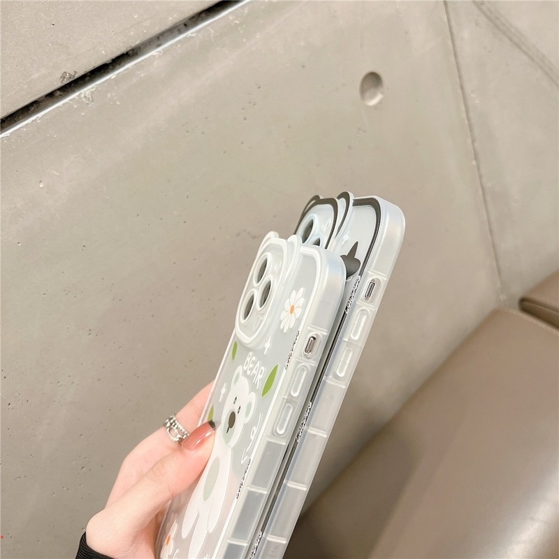 Ốp Điện Thoại Dẻo Trong Suốt Họa Tiết Hoạt Hình Chú Gấu Vui Nhộn Cho iPhone 11 12 13 Pro MAX X XR XS MAX 6 7 8 Plus