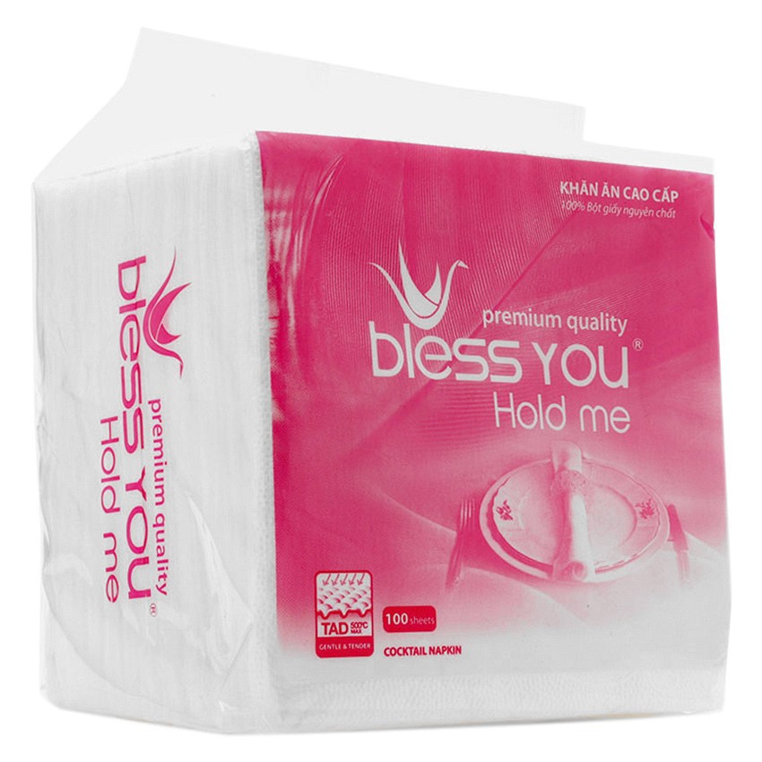 KHĂN ĂN NAPKIN BLESSYOU HỒNG 100 TỜ 33CM
